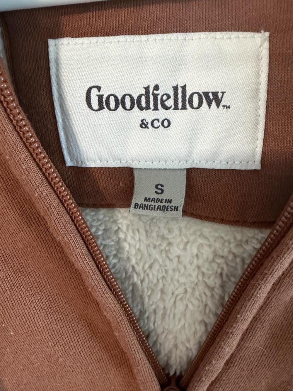 Goodfellow & Co Rust Brown Zip-Up Sherpa Hoodie